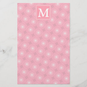 Monogram rosa circles mönster brevpapper