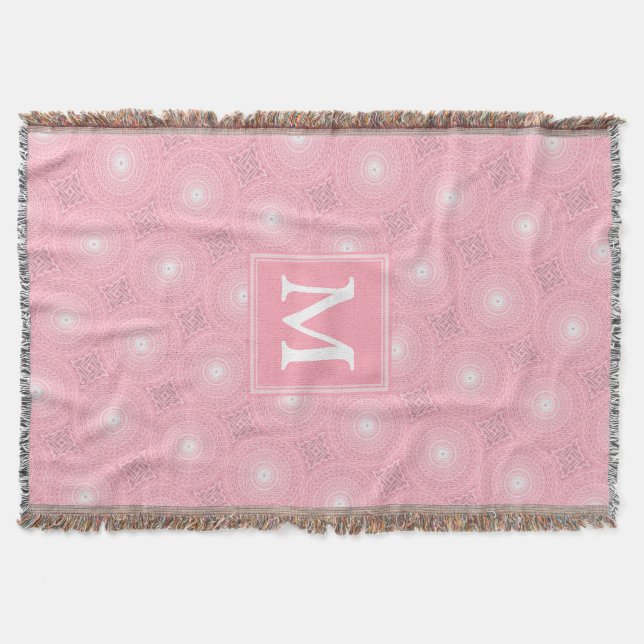 Monogram rosa circles mönster filt (Framsidan)