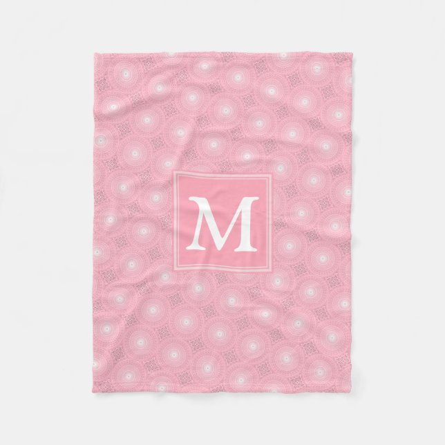 Monogram rosa circles mönster fleecefilt (Framsidan)