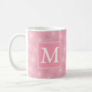 Monogram rosa circles mönster kaffemugg