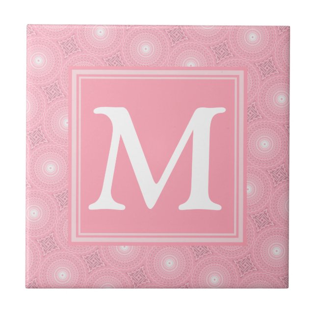 Monogram rosa circles mönster kakelplatta (Framsidan)