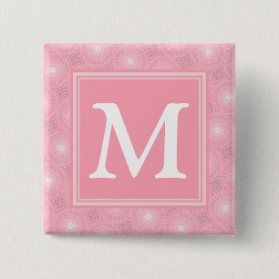 Monogram rosa circles mönster knapp