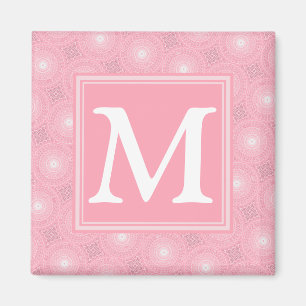 Monogram rosa circles mönster magnet