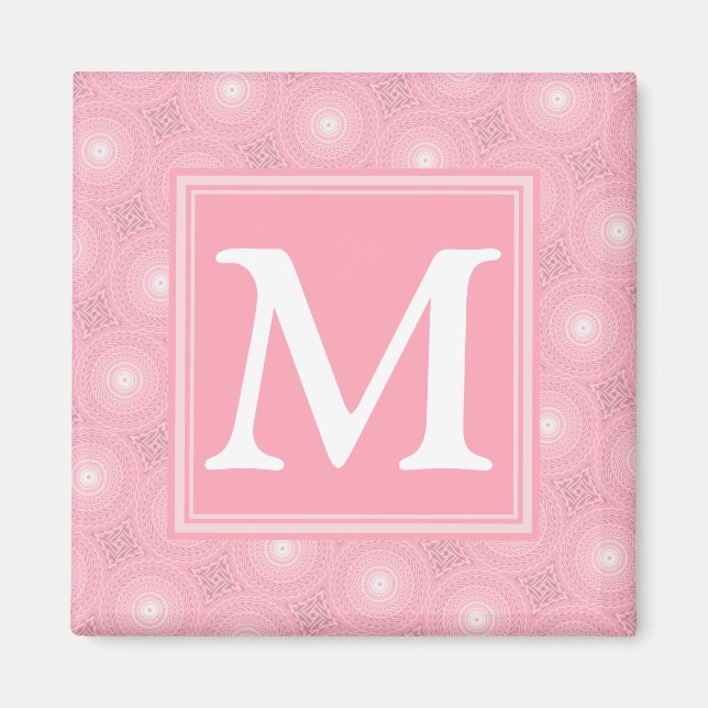 Monogram rosa circles mönster magnet (Framsidan)