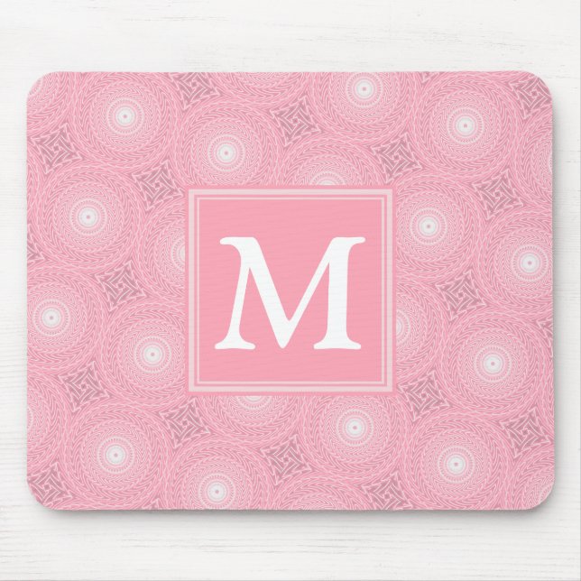 Monogram rosa circles mönster musmatta (Framsidan)