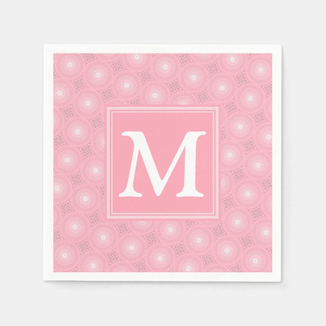 Monogram rosa circles mönster pappersservett (Framsidan)