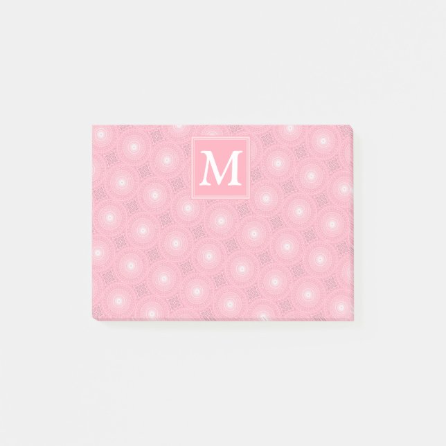 Monogram rosa circles mönster post-it block (Framsida)