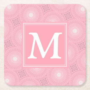 Monogram rosa circles mönster underlägg papper kvadrat