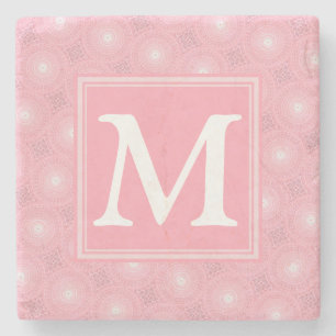 Monogram rosa circles mönster underlägg sten