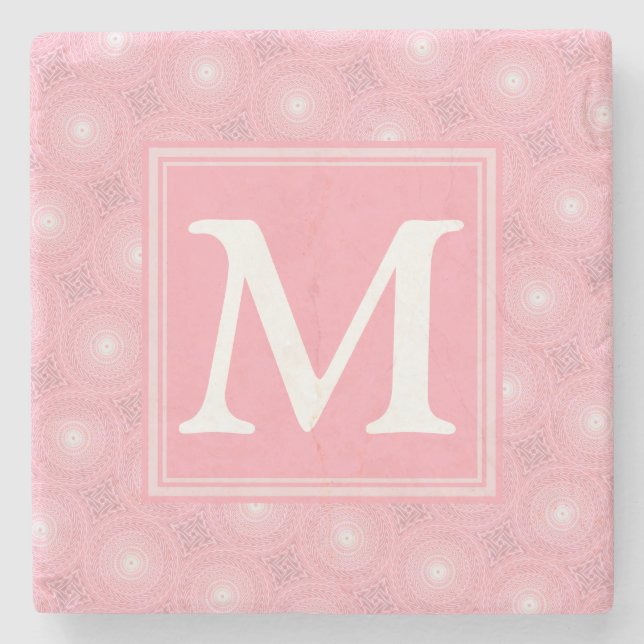 Monogram rosa circles mönster underlägg sten (Framsidan)