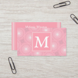 Monogram rosa circles mönster visitkort