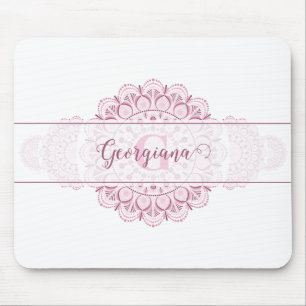 Monogram Rosa Confetti Snöre Ornamental Mandala Musmatta
