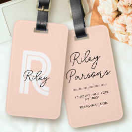 Monogram  Rosa Cute Girly Chic Retro Snyggt Bagagebricka