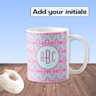 Monogram rosa-cykelhjul mönster kaffemugg
