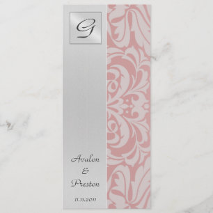 Monogram Rosa Damask Bröllopsprogram Inbjudan