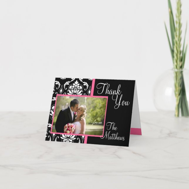 Monogram Rosa Damask Wedding Photo Tack #2 (Framsida)