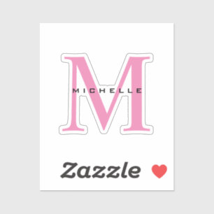 Monogram Rosa ditt namn Speciell Gift under ett na Klistermärken