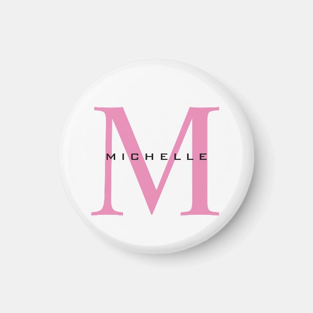 Monogram Rosa ditt namn Speciell Gift under ett na Magnet (Framsidan)