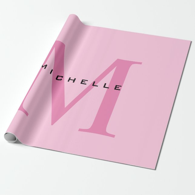 Monogram Rosa ditt namn Speciell Gift under ett na Presentpapper (Utrullad)