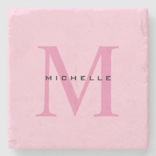 Monogram Rosa ditt namn Speciell Gift under ett na Stenunderlägg