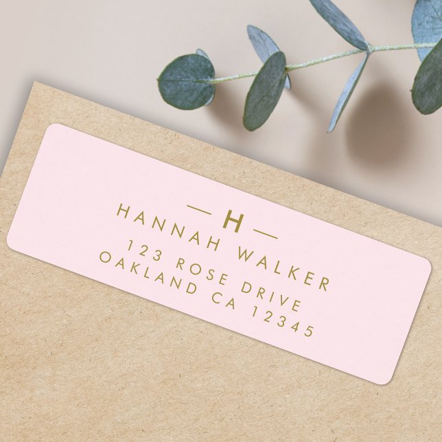 Monogram  Rosa | ELEGANT GULD RETURADRESS Returadress Etikett (Elegant gold monogram return address label by Guava - refined, modern, and easily customizable)