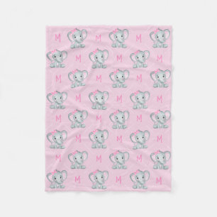 Monogram Rosa Elephant Star Flicka Fleecefilt