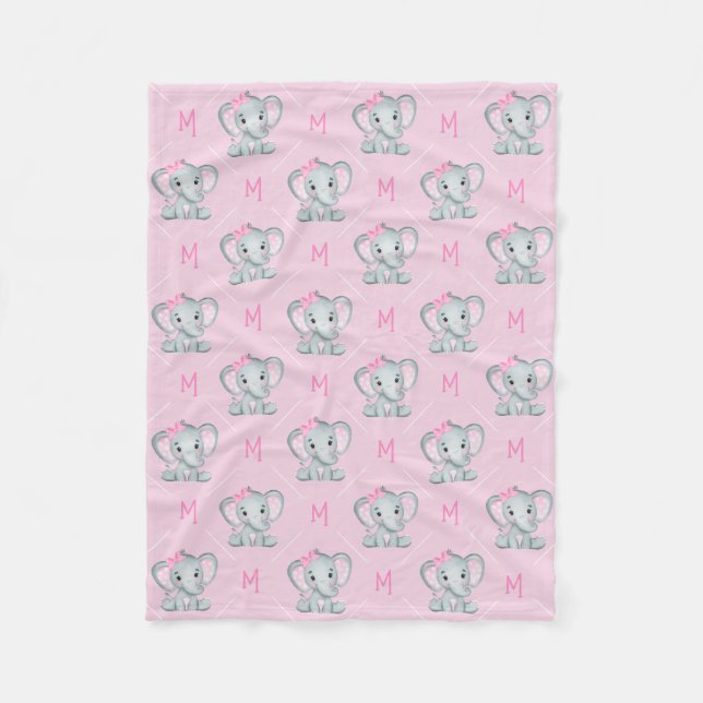 Monogram Rosa Elephant Star Flicka Fleecefilt (Framsidan)