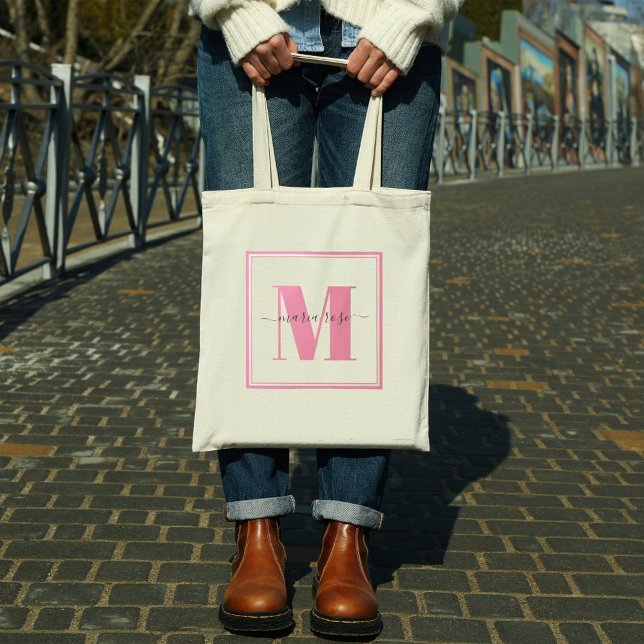 Monogram Rosa Enkel Anpassningsbar för minimal Söt Tygkasse (Skapare uppladdad)