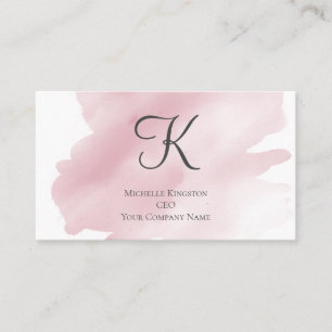 Monogram Rosa Feminint Vattenfärgssplatter Visitkort