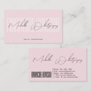 Monogram rosa FINANCIAL ADVISOR modernt skrivsätt Visitkort