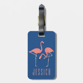 Monogram Rosa Flamingo Illustration Bagagebricka