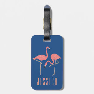 Monogram Rosa Flamingo Illustration Bagagebricka