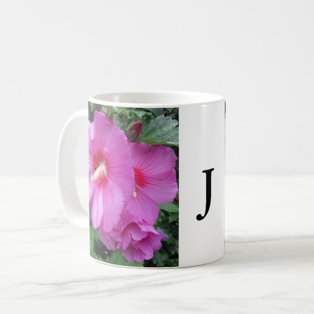 Monogram Rosa Floral Photography Kaffemugg (Framsida vänster)