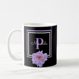 Monogram Rosa Flower Black Coffee Mugg