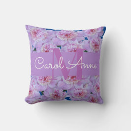 Monogram Rosa Flower Blue Dekorativ kudde