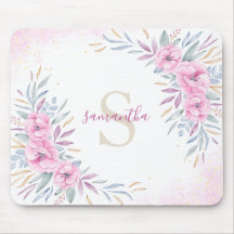 Monogram  Rosa Flowers Watercolor Cute Boho