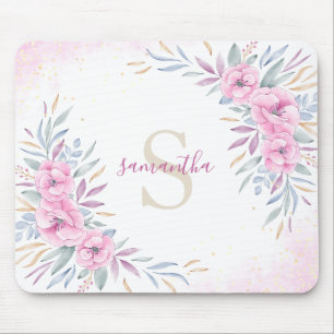 Monogram Rosa Flowers Watercolor Cute Boho Musmatta