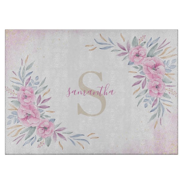 Monogram  Rosa Flowers Watercolor Elegant (Framsidan)