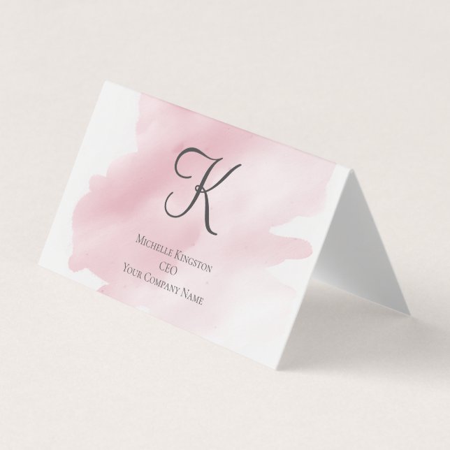 Monogram Rosa för hennes vattenfärg Tvättar uppfäl Visitkort (Framsida)