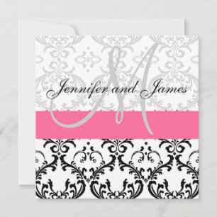 Monogram Rosa för inbjudan till Damask-bröllop