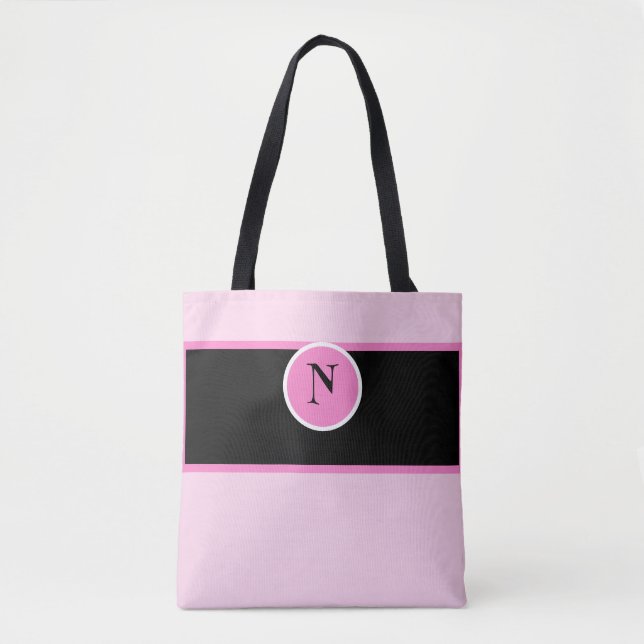 Monogram Rosa Girly Söt Anpassningsbar Tygkasse (Framsida)