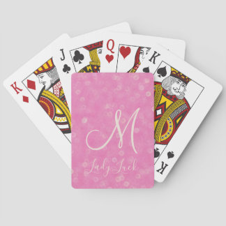 Monogram Rosa Glitter Bokeh Dam Tur Casinokort