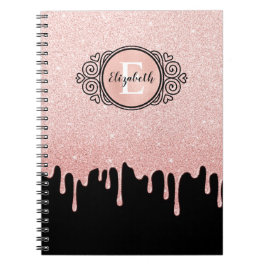 Monogram Rosa Glitter Drives Artist Sketch Bok Anteckningsbok