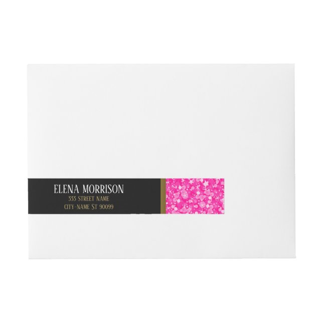 Monogram Rosa Glitter Etikettband (Framsidan)