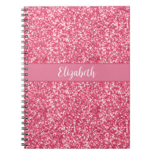 Monogram Rosa Glitter Grå Trendig Glam Bling Anteckningsbok