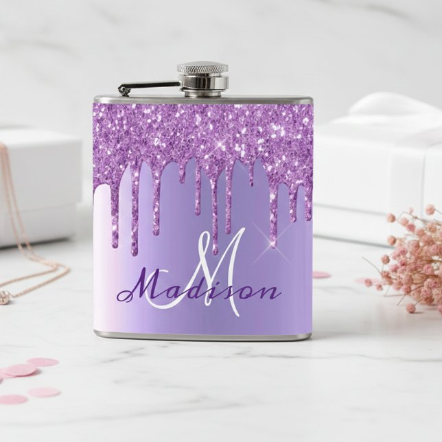 Monogram Rosa Glitterdroppar Tjejig Glitter Fickplunta (Skapare uppladdad)