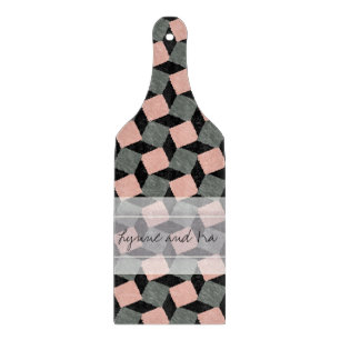 Monogram Rosa Grått Geometric Ikat Square Mönste