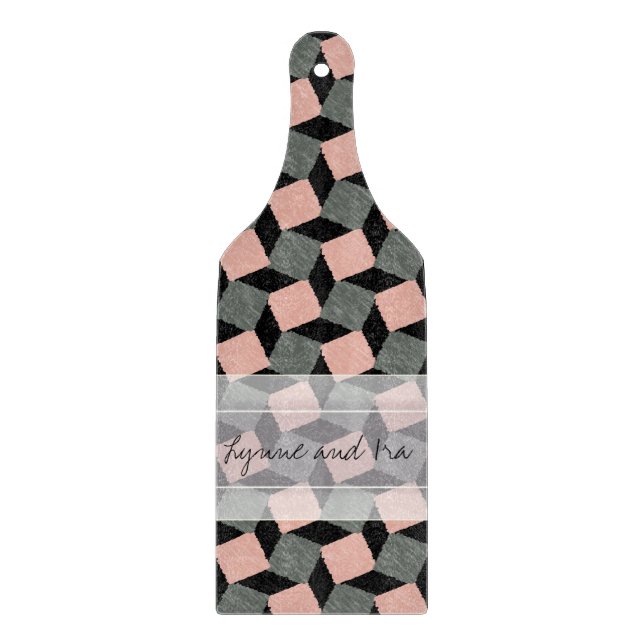 Monogram Rosa Grått Geometric Ikat Square Mönster (Framsidan)