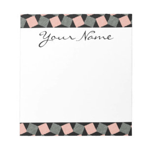 Monogram Rosa Grått Geometric Ikat Square Mönster Anteckningsblock
