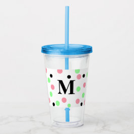 Monogram Rosa Grönt Polka dots Take Away Mugg